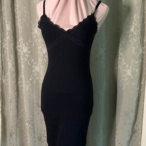 Ambiance Black Lace-Trim Mini Dress